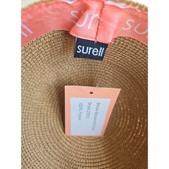 Surell Women Paper/Straw Baseball Cap New With Tags Black Visor - Picture 7 of 7